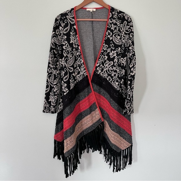 🎉 Ryu Boho Paisley Open Front Cardigan • Small - Picture 1 of 7